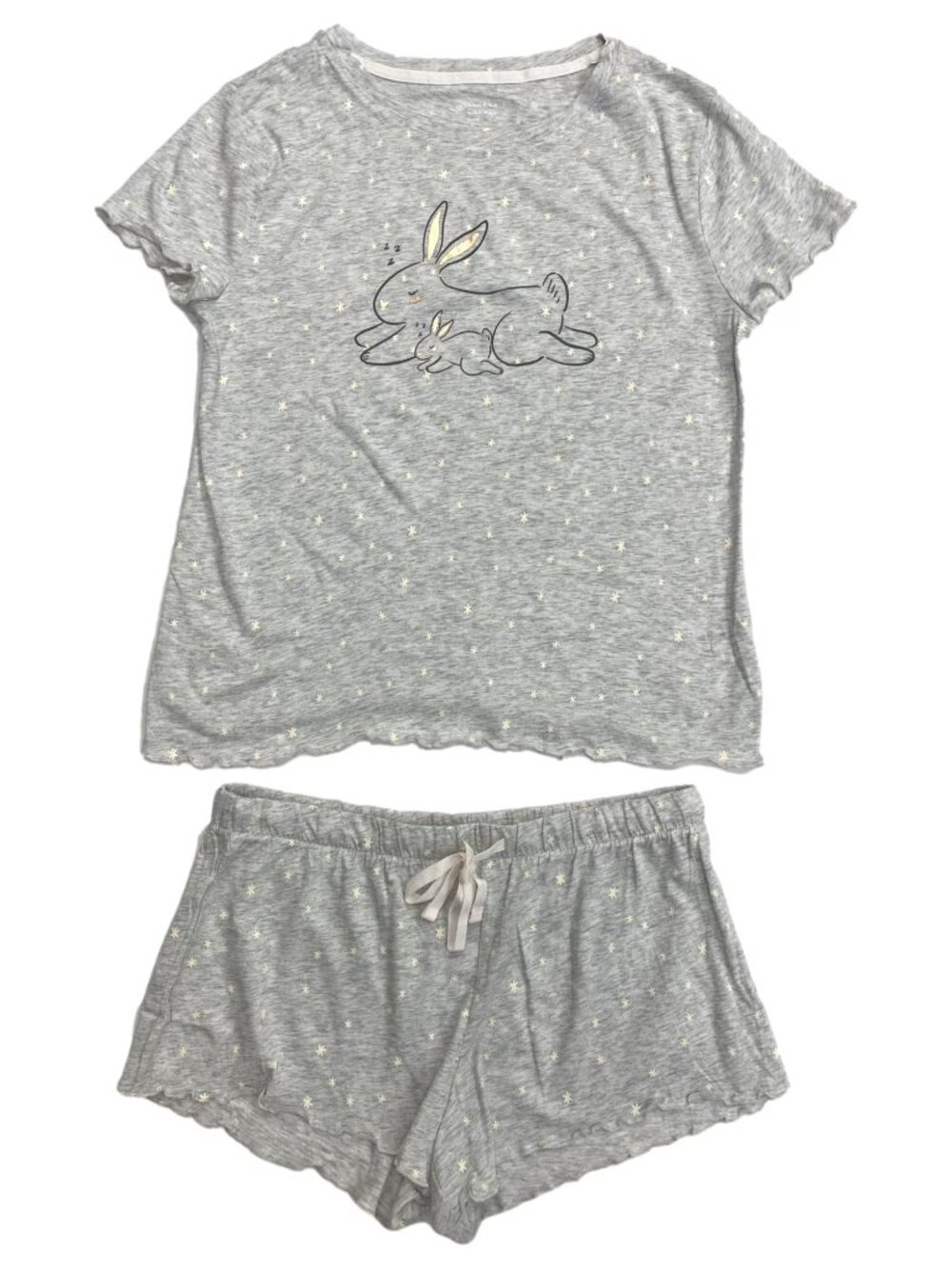 Women's Lightweight Gray Bunny Rabbit Pajamas Sleep Set Brand New! Size: M